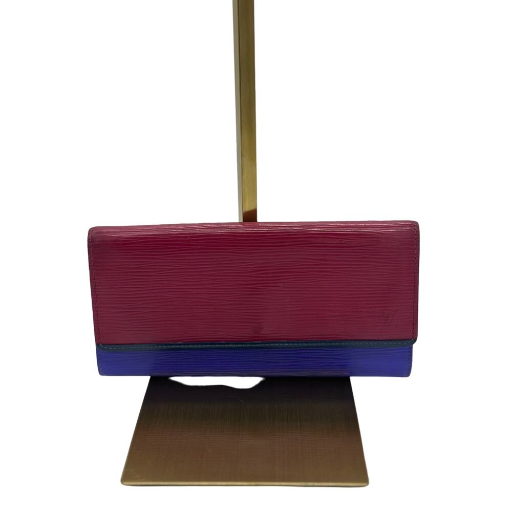 Louis Vuitton Red Epi Flore Long Wallet Purple*Tri-color Beauty!! GUC